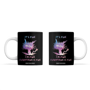 Funny Cat Coffee Mug It's Fine I'm Fine Everything Is Fine Office Gag Gifts TB10 Black Print Your Wear