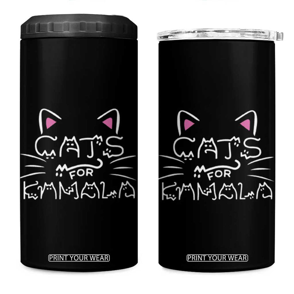 Harris 2024 4 in 1 Can Cooler Tumbler Cat For Kamala Madam President Kitty Lettering Positive Funny TB10 One Size: 16 oz Black Print Your Wear