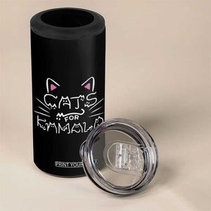 Harris 2024 4 in 1 Can Cooler Tumbler Cat For Kamala Madam President Kitty Lettering Positive Funny TB10 Print Your Wear