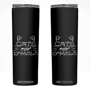 Harris 2024 Skinny Tumbler Cat For Kamala Madam President Kitty Lettering Positive Funny TB10 Black Print Your Wear