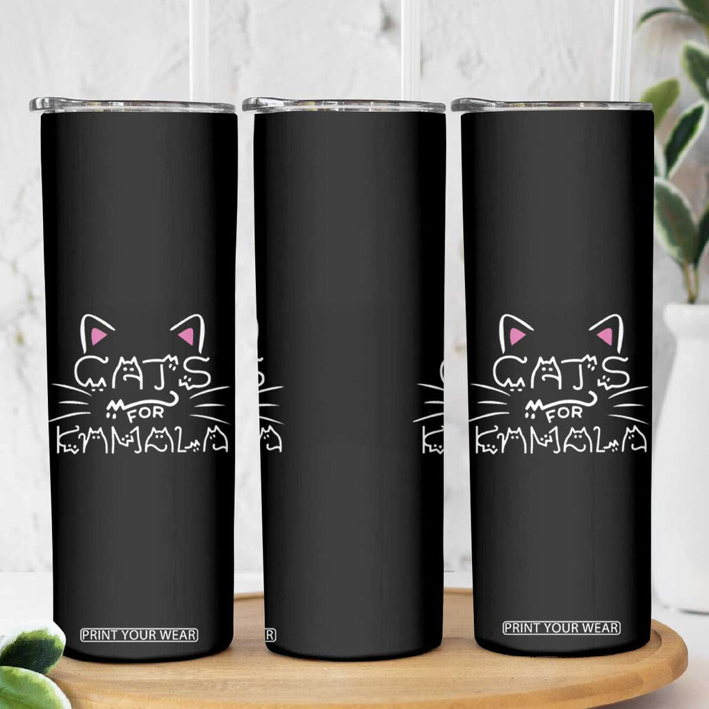 Harris 2024 Skinny Tumbler Cat For Kamala Madam President Kitty Lettering Positive Funny TB10 Print Your Wear