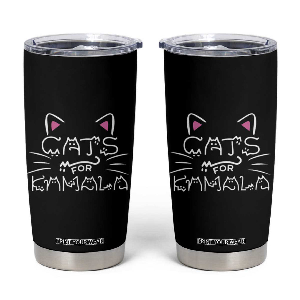 Harris 2024 Tumbler Cup Cat For Kamala Madam President Kitty Lettering Positive Funny TB10 Black Print Your Wear