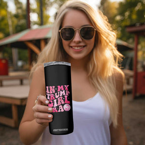 Trump 2024 Election Skinny Tumbler In My Trump Girl Era Pink Retro Groovy TB10 Print Your Wear