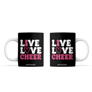 Cheerleader Coffee Mug Live Love Cheer Girl Cheerleading Pink Leopard TB10 Black Print Your Wear