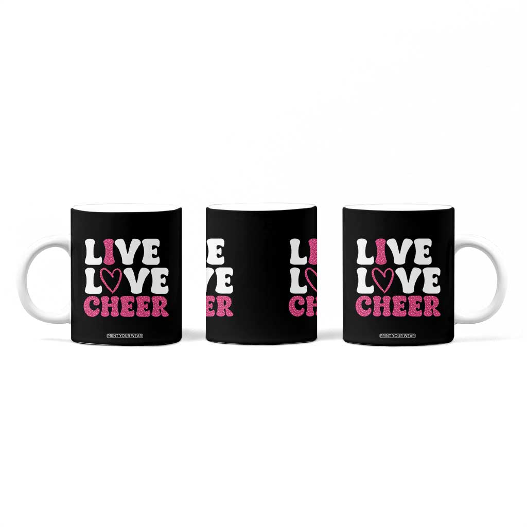 Cheerleader Coffee Mug Live Love Cheer Girl Cheerleading Pink Leopard TB10 Print Your Wear