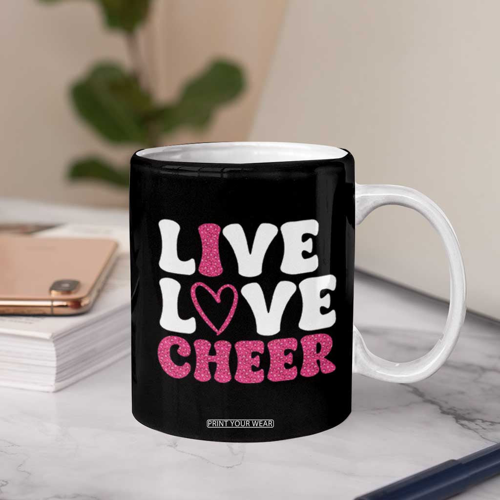 Cheerleader Coffee Mug Live Love Cheer Girl Cheerleading Pink Leopard TB10 Print Your Wear