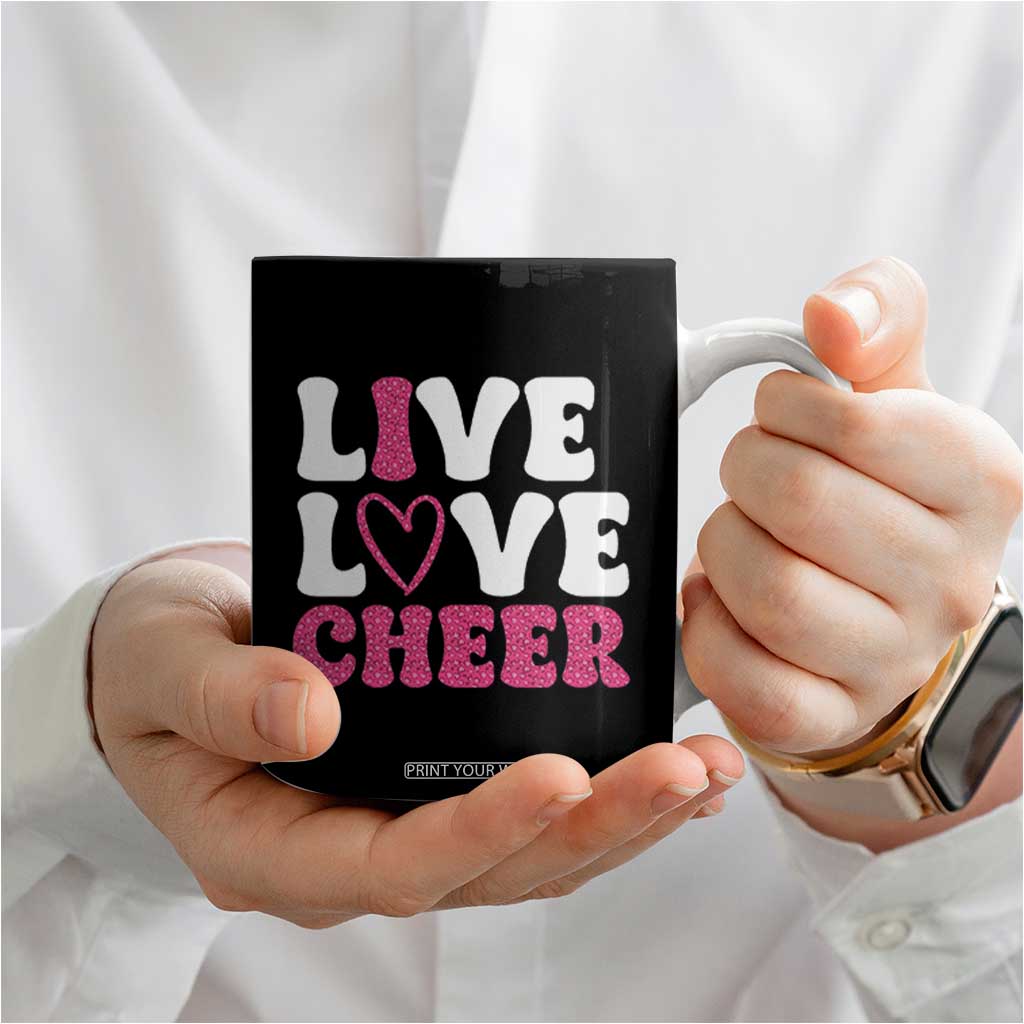 Cheerleader Coffee Mug Live Love Cheer Girl Cheerleading Pink Leopard TB10 Print Your Wear