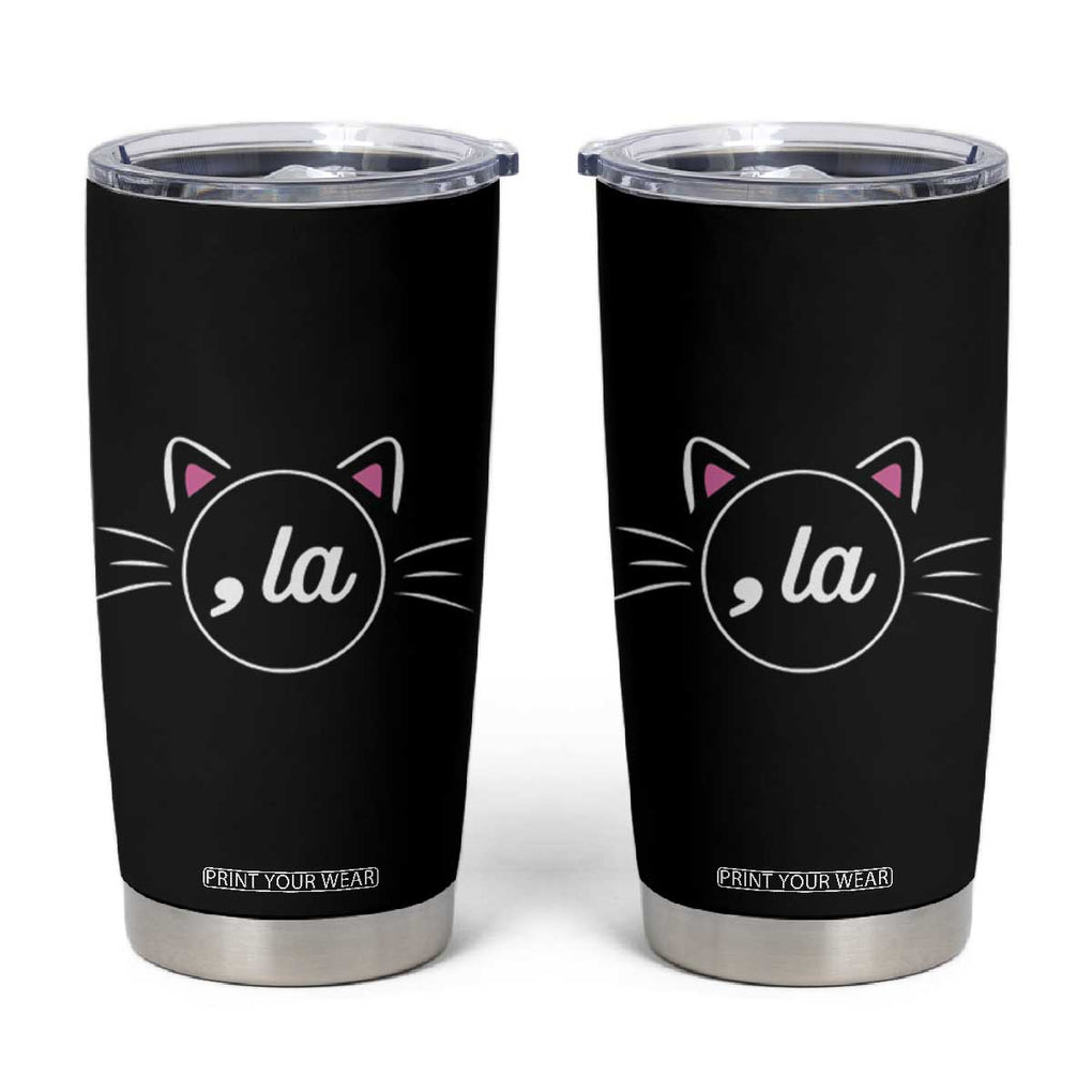 Kamala Harris 2024 Tumbler Cup Comma La Cat Lady For Kamala TB10 Black Print Your Wear