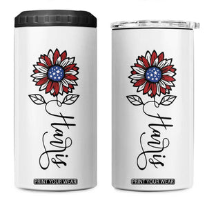 Harris 2024 Election 4 in 1 Can Cooler Tumbler Madam President Vintage Floral Sunflower American Flag TB10 One Size: 16 oz White Print Your Wear