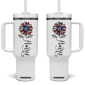 Harris 2024 Election Tumbler With Handle Madam President Vintage Floral Sunflower American Flag TB10 One Size: 40 oz White Print Your Wear