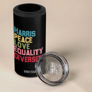 Harris 2024 4 in 1 Can Cooler Tumbler Peace Love Equality Diversity TB10 Print Your Wear