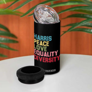 Harris 2024 4 in 1 Can Cooler Tumbler Peace Love Equality Diversity TB10 Print Your Wear