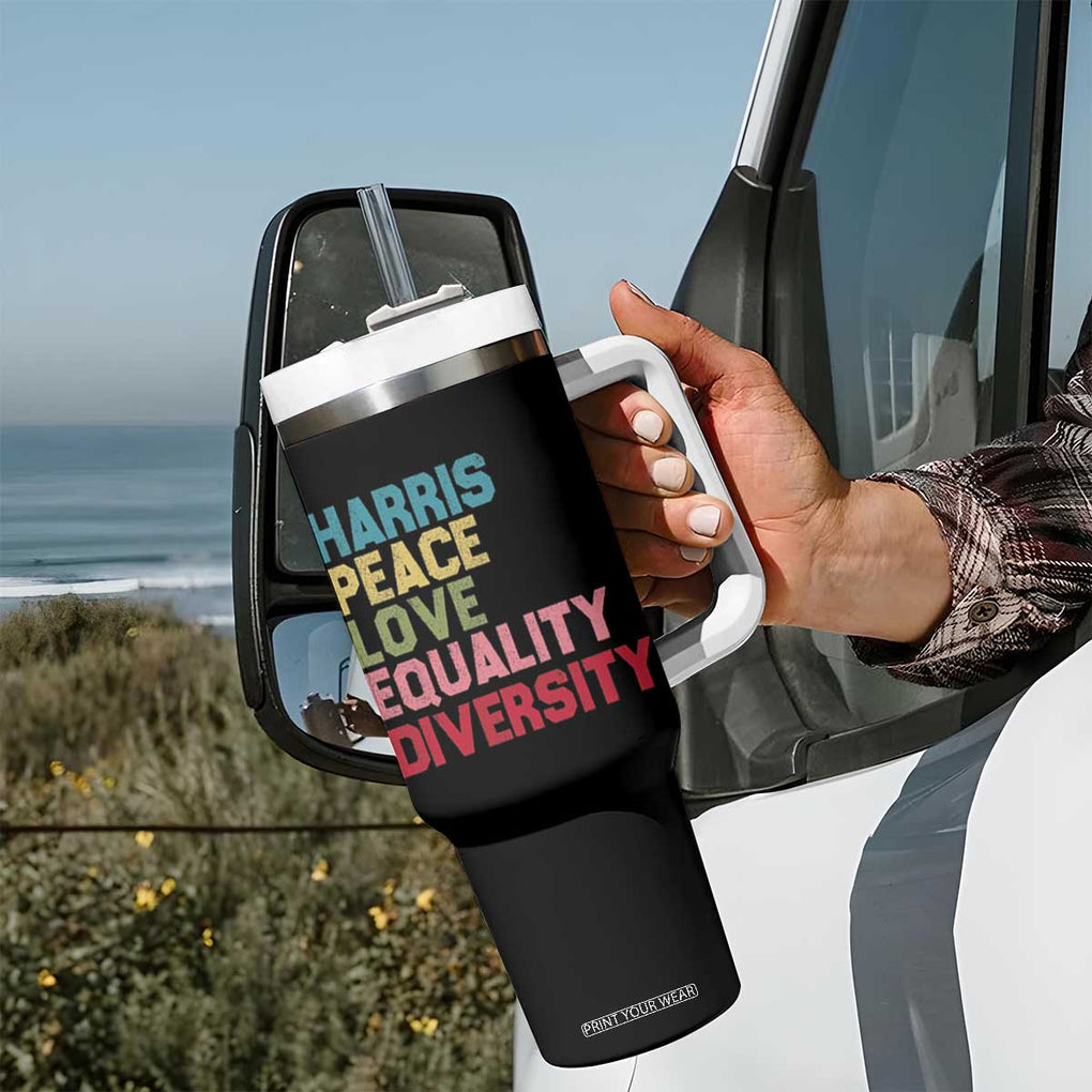 Harris 2024 Tumbler With Handle Peace Love Equality Diversity TB10 Print Your Wear