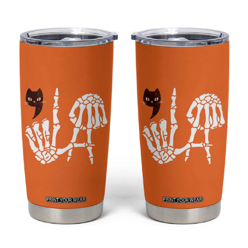 Halloween Kamala Harris 2024 Tumbler Cup Comma La Black Cat Skeleton TB10 Orange Print Your Wear