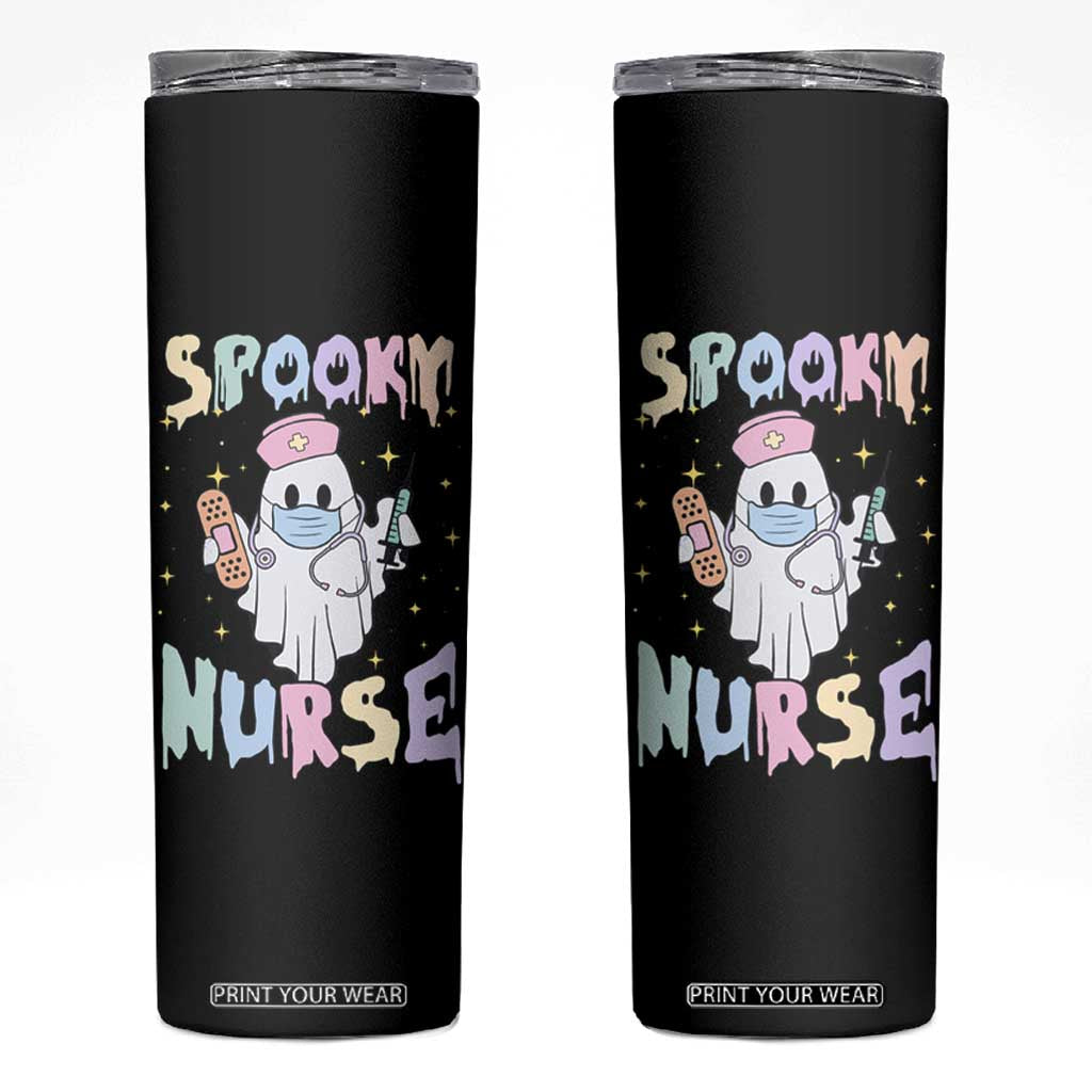 Halloween Nurse Skinny Tumbler Spooky Nurse Ghost Nursing Halloween TB10 Black Print Your Wear