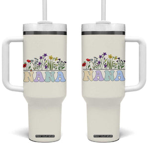 Nana Grandma Gift Tumbler With Handle Grandma's Garden Mother's Day For Grandma Mimi TB10 One Size: 40 oz Cream Print Your Wear