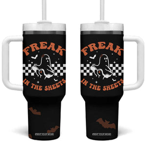 Funny Halloween Ghost Tumbler With Handle Freak in the Sheets Spooky Vibes TB10 One Size: 40 oz Black Print Your Wear