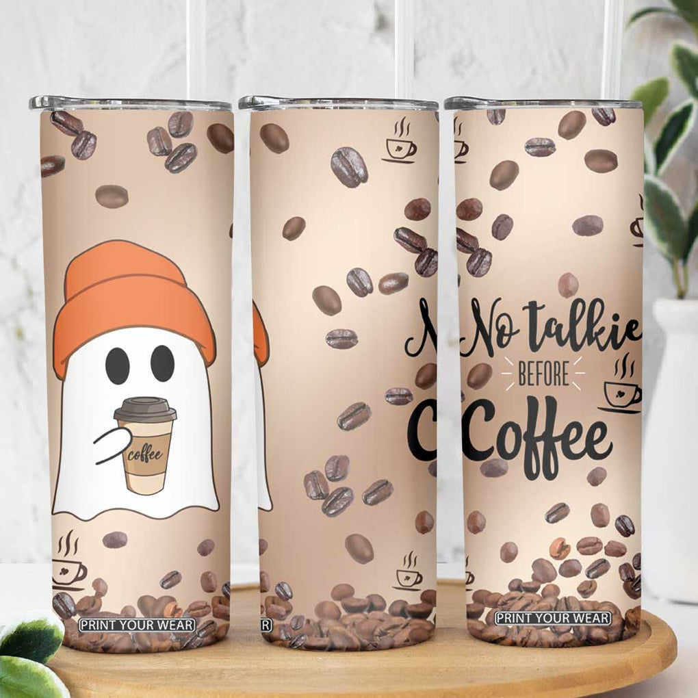 Gnome Drinking Coffee Skinny Tumbler Funny Halloween Coffee Lover TB10 Print Your Wear