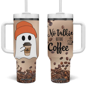 Gnome Drinking Coffee Tumbler With Handle Funny Halloween Coffee Lover TB10 One Size: 40 oz Brown Print Your Wear