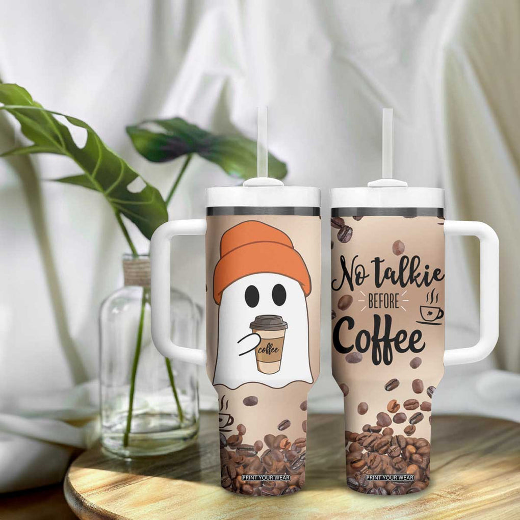 Gnome Drinking Coffee Tumbler With Handle Funny Halloween Coffee Lover TB10 Print Your Wear