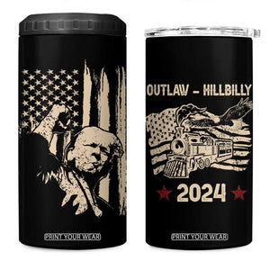 Trump Vance 2024 4 in 1 Can Cooler Tumbler I'm Voting For The Outlaw And The Hillbilly American Flag Vintage TB10 One Size: 16 oz White Print Your Wear