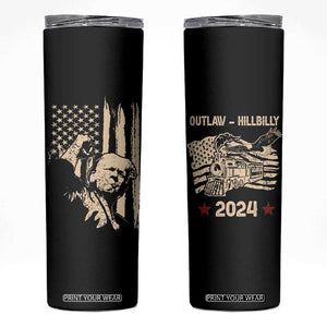 Trump Vance 2024 Skinny Tumbler I'm Voting For The Outlaw And The Hillbilly American Flag Vintage TB10 White Print Your Wear