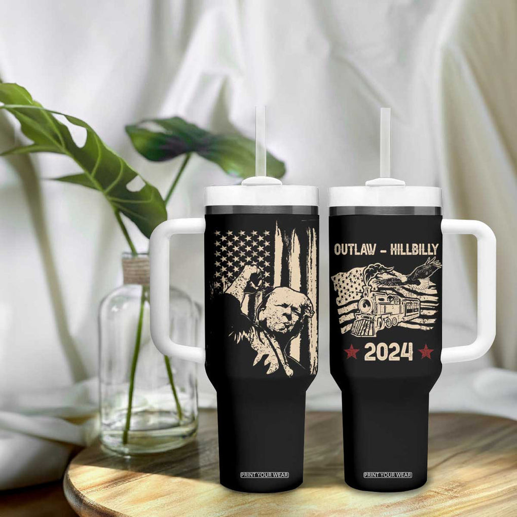 Trump Vance 2024 Tumbler With Handle I'm Voting For The Outlaw And The Hillbilly American Flag Vintage TB10 Print Your Wear