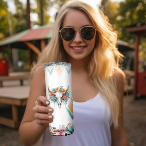 Native American Indian Pride Skinny Tumbler Never Underestimate A Women With Native Blood Tribe Southwest Tribal Bull Cow Skull Feathers TB10 Print Your Wear