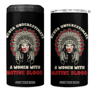 Native American Indian Pride 4 in 1 Can Cooler Tumbler Tribe Tribal A Woman With Native Blood TB10 One Size: 16 oz Black Print Your Wear