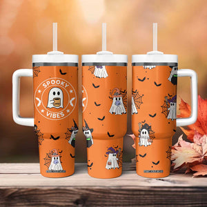 Halloween Ghost Tumbler With Handle Trick Or Treat Spooky Ice Coffee Cup Gift For Her TB10 Print Your Wear