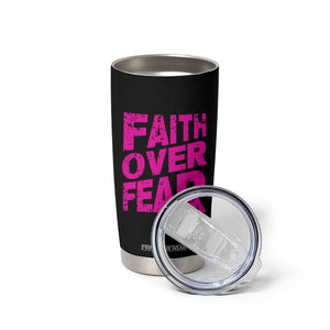 Breast Cancer Awareness Tumbler Cup Christian Gift Pink Ribbon USA Flag Sunflower Faith Over Fear TB10 Print Your Wear