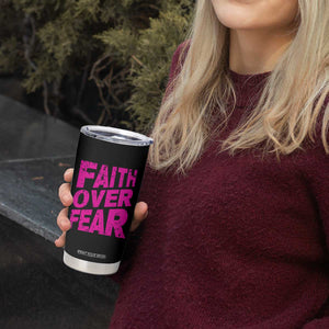 Breast Cancer Awareness Tumbler Cup Christian Gift Pink Ribbon USA Flag Sunflower Faith Over Fear TB10 Print Your Wear