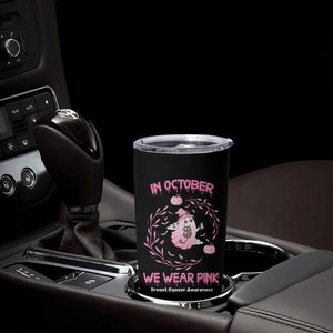 Cute Ghost Halloween Breast Cancer Awareness Tumbler Cup In October We Wear Pink TB10 Print Your Wear