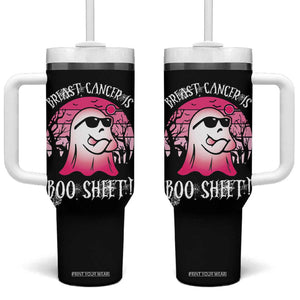 Breast Cancer Is Boo Sheet Tumbler With Handle Halloween Pink Ghost TB10 One Size: 40 oz Black Print Your Wear