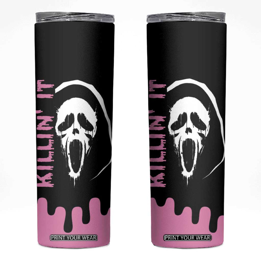 Halloween Decoration Horror Gift Skinny Tumbler Scary Movies Iced Coffee TB10 Black Print Your Wear