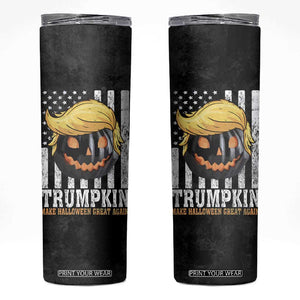 Halloween Trumpkin Skinny Tumbler President Donald Trump 2024 Make Halloween Great Again US Flag TB10 Black Print Your Wear