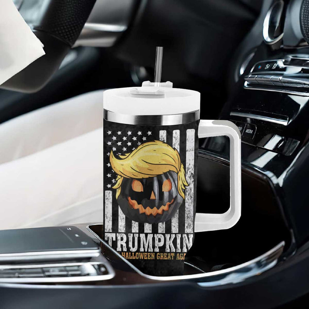 Halloween Trumpkin Tumbler With Handle President Donald Trump 2024 Make Halloween Great Again US Flag TB10 Print Your Wear