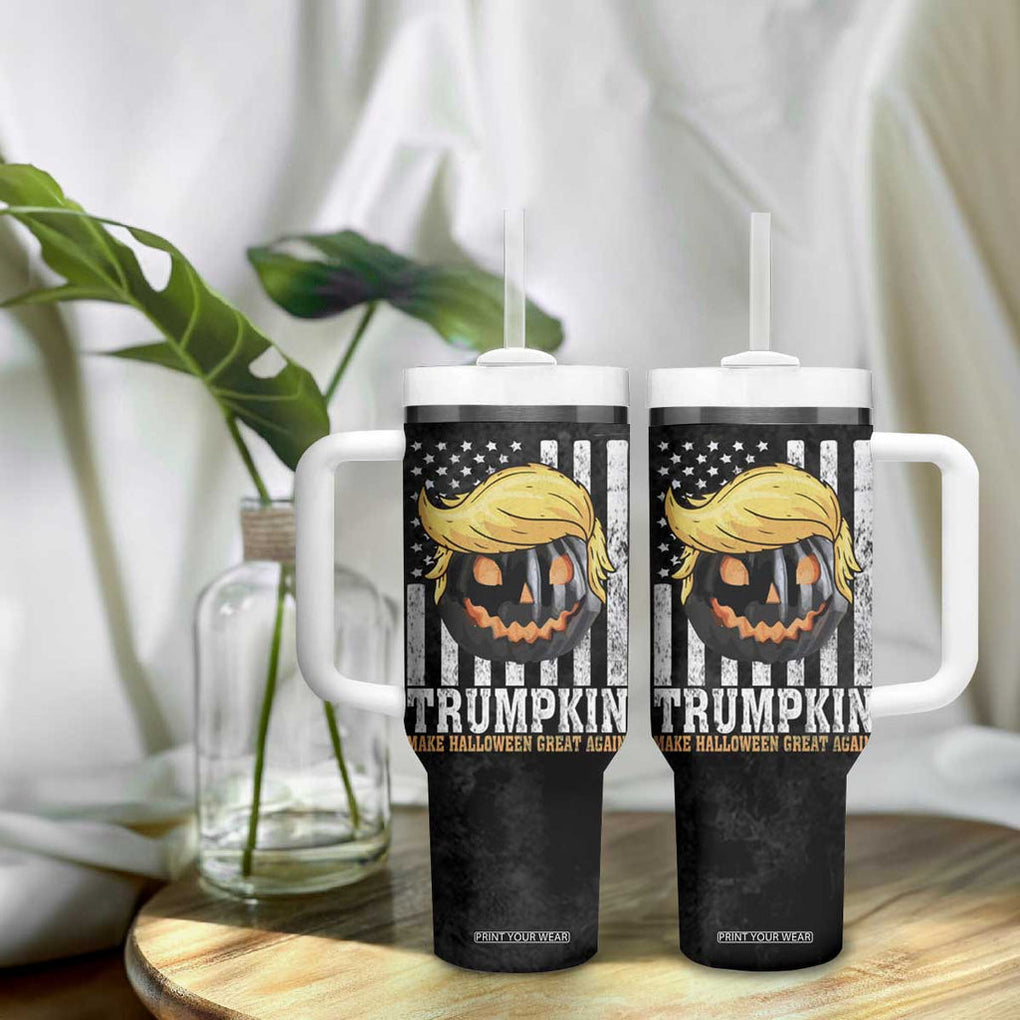 Halloween Trumpkin Tumbler With Handle President Donald Trump 2024 Make Halloween Great Again US Flag TB10 Print Your Wear