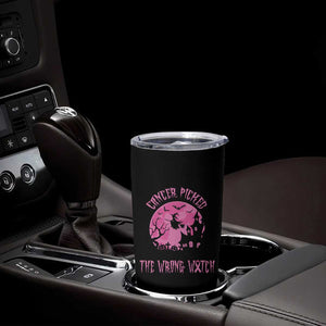 Breast Cancer Awareness Halloween Tumbler Cup Pink Ribbon Cancer You Picked The Wrong Witch TB10 Print Your Wear