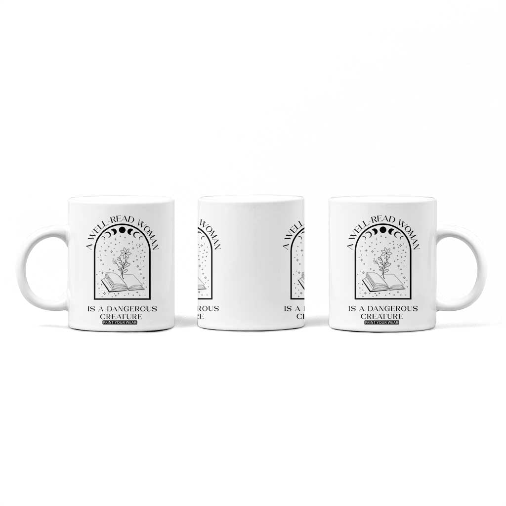 Book Lover Coffee Mug Floral Library A Well Read Woman Is A Dangerous Creature TB10 Print Your Wear