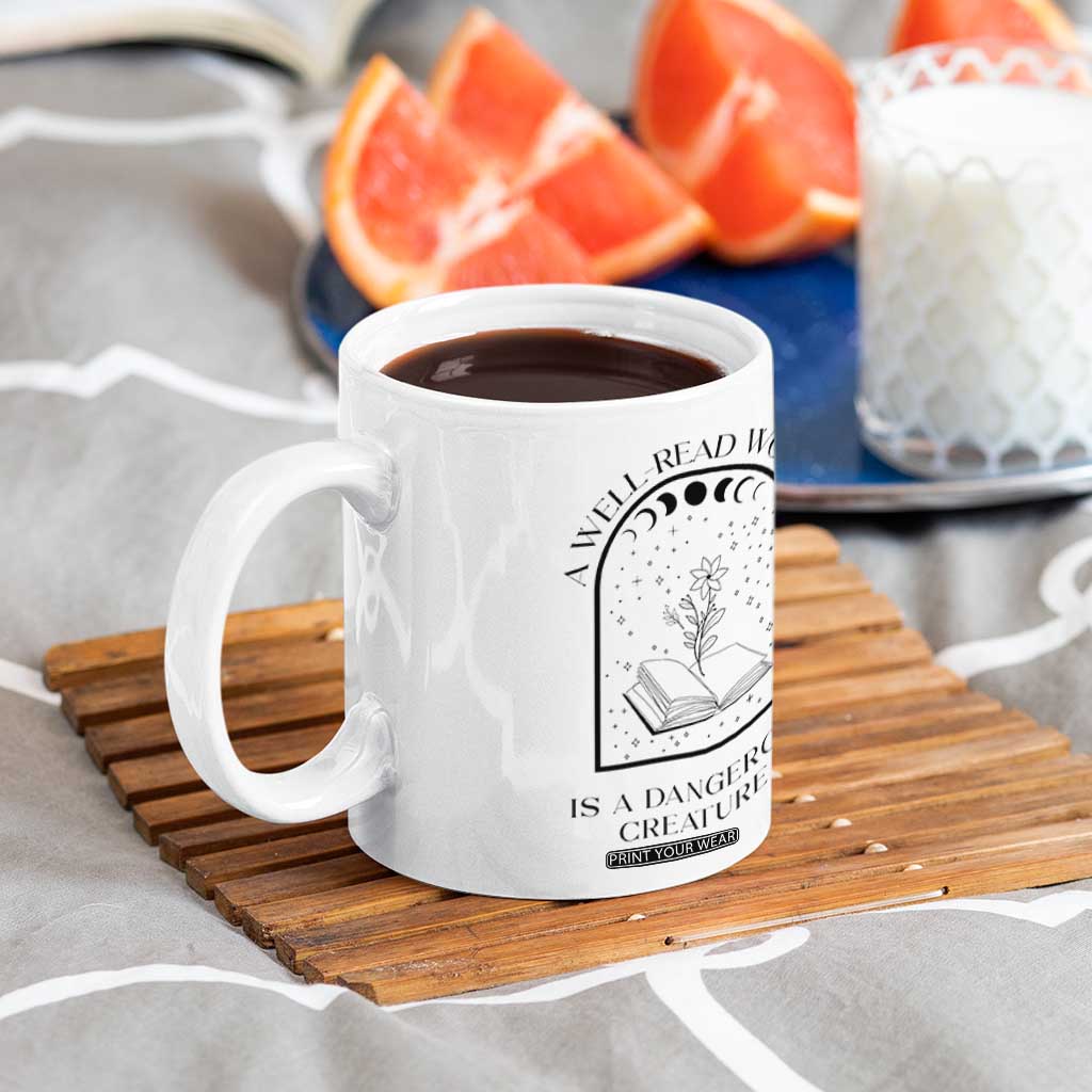 Book Lover Coffee Mug Floral Library A Well Read Woman Is A Dangerous Creature TB10 Print Your Wear