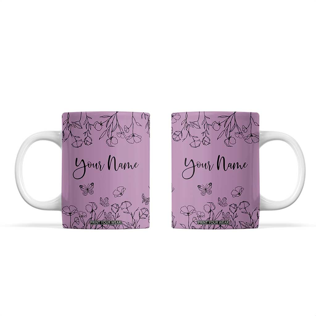 Personalized Wildflower Floral Coffee Mug Custom Name Gifts For Her Mothers Day Gift TB10 Purple Print Your Wear