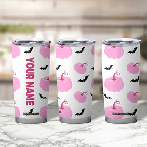 Personalized Halloween Iced Coffee Tumbler Cup Custom Name Pink Pumpkin TB10 Print Your Wear