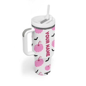 Personalized Halloween Iced Coffee Tumbler With Handle Custom Name Pink Pumpkin TB10 Print Your Wear