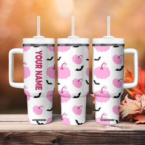 Personalized Halloween Iced Coffee Tumbler With Handle Custom Name Pink Pumpkin TB10 Print Your Wear