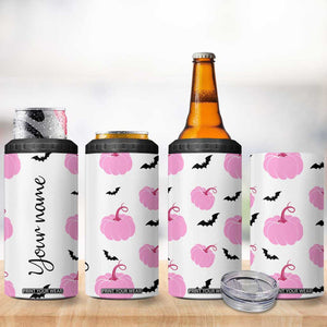 Personalized Halloween Iced Coffee 4 in 1 Can Cooler Tumbler Custom Name Pink Pumpkin Cup TB10 Print Your Wear