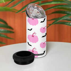 Personalized Halloween Iced Coffee 4 in 1 Can Cooler Tumbler Custom Name Pink Pumpkin Cup TB10 Print Your Wear