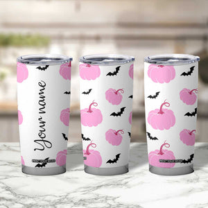 Personalized Halloween Iced Coffee Tumbler Cup Custom Name Pink Pumpkin Cup TB10 Print Your Wear