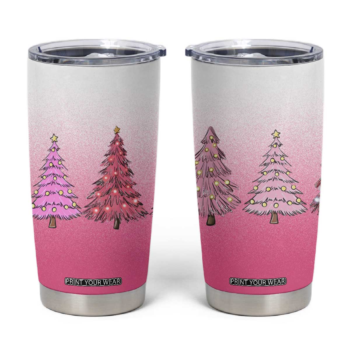 Pink Christmas Tumbler Cup Xmas Trees Pinkmas Gift For Her TB10 Pink Ombre Print Your Wear