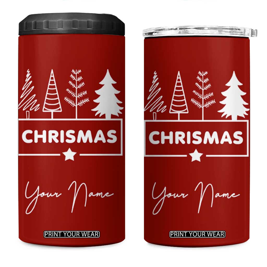 Personalized Christmas 4 in 1 Can Cooler Tumbler Custom Name Xmas Tree Gifts for Mom Her Coworkers TB10 One Size: 16 oz Red Print Your Wear